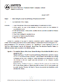 Invitation Letter | Investor Relations | METCO
